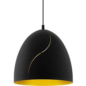EGLO Hunningham Pendellamp, 1-lichts hanglamp, industrieel, vintage, modern, hanglamp van staal in zwart en goud, voor eettafel en woonkamer, E27-fitt