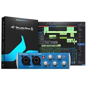 PreSonus AudioBox USB 96, 2-in-2-out audio-interface met software-bundel inclusief Studio One Artist, Ableton Live Lite DAW en meer voor opname, streaming en podcasting