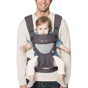 Ergobaby 360 Cool Air Mesh Draagzak - Ergonomische Draagzak met Verstelbare Posities, Gewatteerde Heupriem en Opklapbare Babykap - Carbon/Grey