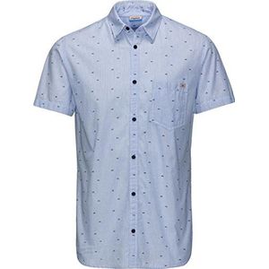 JACK & JONES Heren Jorshark Shirt S/S Businesshemd, Blauw (Cashmere Blue Aop: navy Blazer. Slimfit), M