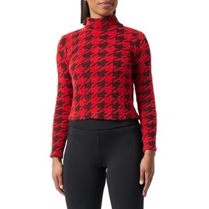 Koton Dames lange mouwen zachte stof turtleneck T-shirt, Rood design (4d1), M
