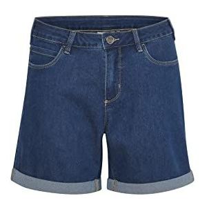 KAFFE Dames Denim Shorts Mid-Thigh Length Folded Cuffs Regular Waist, Medium Blue Washed Denim, 40