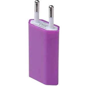 USB-adapter, wandcontactdoos voor Wiko Y80, 1 poort, AC oplader, wit (5 V-1 A) universeel (violet)