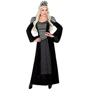 Widmann - Kostuum donkere koningin, jurk en hoofdtooi, donker, gothiek, Halloween, carnaval, themafeest