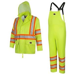 Pioneer V1080160U Serie Hoge Zichtbaarheid (Hi-Vis), Lichtgewicht Waterdicht/Winddicht Regenpak, ANSI Klasse 1, Geel/Groen (Various Size Options), Medium, Geel/Groen, 1