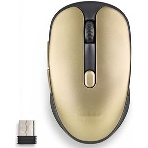Draadloze muis, ergonomisch, oplaadbaar, zwart/goud, met USB-poort voor kantoor en thuis.