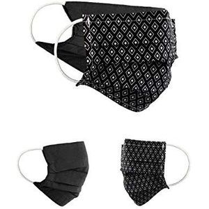 BaF Community-maskers Set van 2 stuks Unisex geïmproviseerd masker Omkeerbaar mondbeschermingsmasker Mond- en neusbescherming Omkeerbaar masker met motief katoen BCI Wasbaar