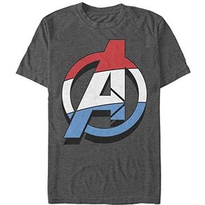 Marvel Classic-Patriottic Avenger Organic T-shirt met korte mouwen, Melange Zwart, XXL