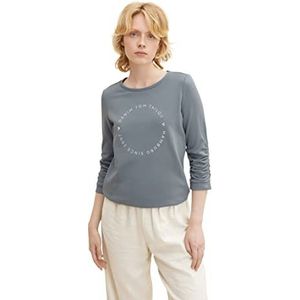 TOM TAILOR Denim Dames Sweater met logoprint 1034657, 27475 - Grey Mint, XS