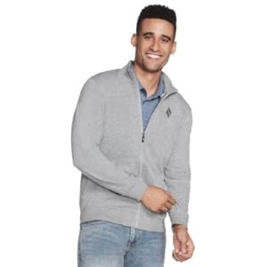 Skechers Men's The Hoodless Hoodie GO Walk Everywhere Full Zip Mock Neck Jacket, Light Grey, X-Large