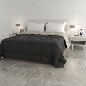 Italian Bed Linen Elegante winterdekbed, lichtgrijs/donkergrijs, dubbel, 100% microvezel, 260 x 260 cm