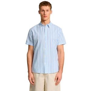 Selected Homme - Slhreg-Sun Shirt SS Noos - Overhemd - Blauw - Katoen