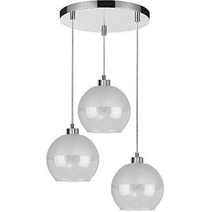 Homemania HOMBR_0325 Hanglamp, glas, kroonluchter, metaal, glas, grijs/wit, 32 x 32 x 110 cm