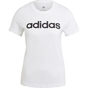 adidas Dames Essentials Slim Logo Tee, White/Black, XXS Short