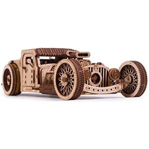 Wood Trick Gekapselde houten autokit voor bouwen, ritten tot 9,7 m, zeer gedetailleerd en robuust, geen batterijen, 3D-houten puzzel, mechanisch