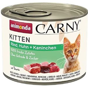 animonda Carny Kitten Natvoer voor katten en katten, vochtig, voor kittens, rundvlees, kip, konijnen, 12 x 200 g