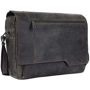 TUSC Creton Premium Leren tas voor 17 inch Laptop, schoudertas voor heren en dames, unisex messenger bag, gemaakt van 100% echt Buffalo Hunter leer met vintage look, 42x31x12 cm