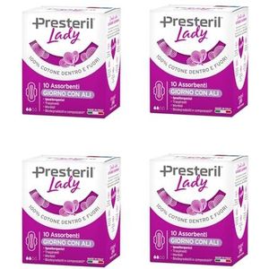 Lady P Outdoor binding met vleugels van 100% katoen, biologisch afbreekbaar, 4 verpakkingen van elk 10 stuks (in totaal 40 stuks)