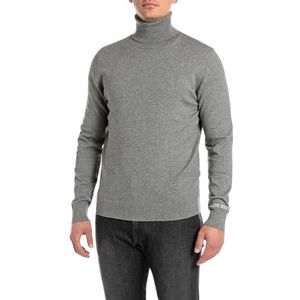 Replay Heren rolkraagpullover regular fit, M06 Medium Grey Melange, 3XL