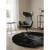 Benuta Shaggy hoogpolig tapijt Whisper zwart ø 80 cm rond | langpolig tapijt voor slaapkamer en woonkamer