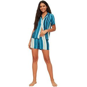 TRENDYOL Gestreepte geweven pyjamaset voor dames, Zeer kleurrijk, 36