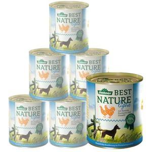 Dehner Best Nature Light, natvoer, vetvrij, voor honden met overgewicht, kip/wortel, 6 x 400 g doos (2,4 kg)