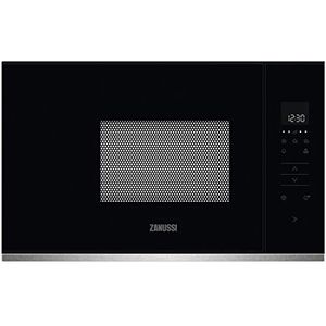 Zanussi ZMBN2SX Inbouwmagnetron, 800 W, touch-bediening, led-display, draaiplateau XL, kinderbeveiliging, auto + 30 seconden, snelstart, elektronische opening, geïntegreerd frame, zwart/roestvrij