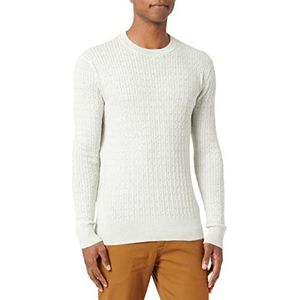 TOM TAILOR Uomini Gebreide trui met vlechtpatroon 1032290, 14341 - Light Medium Grey Melange, XL