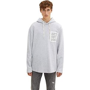 TOM TAILOR Denim Uomini Hoodie met patch 1033035, 15398 - Light Stone Grey Melange, M