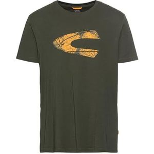 camel active T-shirt met print gemaakt van duurzaam biologisch katoenenswear - Donker groen-oranje