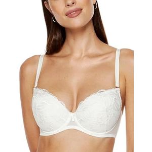 Gorteks Lingerie Cherie-B1 Push-up beha, borduurwerk, damesbeha met beugel, comfortabele push-up, klassieke beha - 70A, crème, crème, 70A