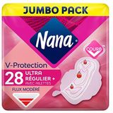 Nana Ultra Regular Plus maandverband met vleugels – matige stroom – 28 handdoeken in afzonderlijke zakjes