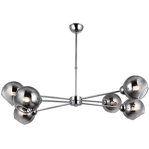 Homemania 1532-51-06-L Hanglamp, kroonluchter, plafondlamp, metaal, glas, chroom, 45 x 92 x 75 cm, 6 x E27, max. 40 W