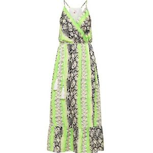 EYOTA Dames maxi-jurk met slangenprint jurk, Groen meerkleurig, L