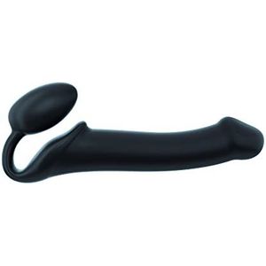 strap-on-me Strap-On Bendable Dubbele stimulatie, semi-realistische dildo, zonder harnas, vormgeheugen, ftalaatvrije siliconen, hypoallergeen, maat S, zwart, XL