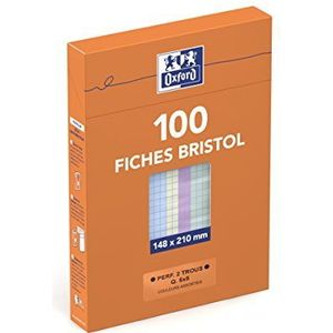 Oxford 100104451 indexkaarten, geperforeerd, A5, 100 stuks, verschillende kleuren