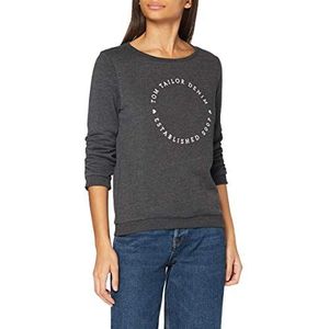 TOM TAILOR Denim Dames Sweatshirt met print met 3/4-mouwen 1021117, 10522 - Shale Grey Melange, S