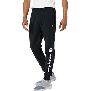 Champion Joggingbroek voor heren, Powerblend, fleece joggingbroek, comfortabele joggingbroek voor heren (Reg. Of Big & Tall), Zwart Script, S