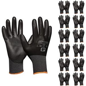 Gebol Micro Flex Touch 12-delige set | werkhandschoenen met aanraakfunctie | lichte beschermende handschoenen met fijngevoel | dames en heren | maat XXL (maat 11) | zwart | 12 paar multipack