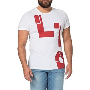 LTB Jeans Heren Lideti T-shirt, White Racing Red Print 12264, S