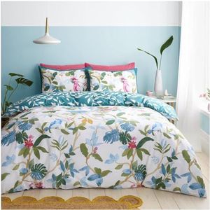 GC GAVENO CAVAILIA Bladpatroon Dekbedovertrek King Size (230x220cm) - Polykatoen Dekbedovertrek 3-delig Beddengoed Bed Cover met Kussensloop - Wasbaar Linnen - Groen