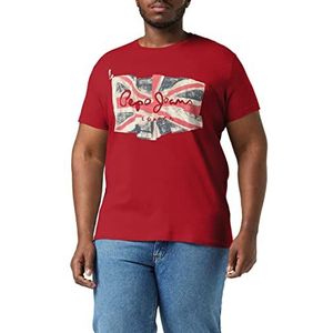 Pepe Jeans Flag Logo N T-shirt heren, 286 rood, S