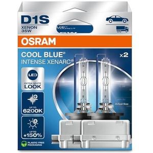 Osram XENARC® COOL BLUE® INTENSE D1S, +150% meer helderheid, tot 6.200K, xenonkoplamp, LED-look, Hangende vouwdoos (2 lampen)