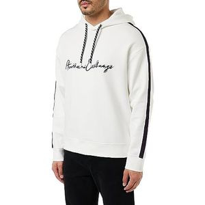 Armani Exchange Bonded Cotton Signature Logo Hoodie Sweatshirt met capuchon voor heren, wit, XL