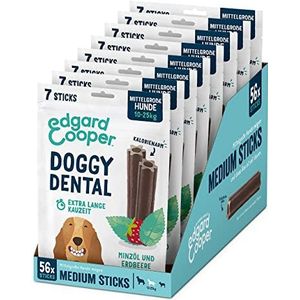 Edgard & Cooper Kauwstang voor honden, tandverzorging, honden, 56 tandstokken, tandenstokken, kleine hond, 7 sticks x 8 munt & aardbeien, frisse adem, sterke tanden, lang aanhoudend kauwen