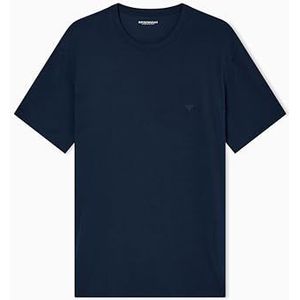 Man's Soft Modal T-shirt met ronde hals blauw M getailleerde pasvorm, Blauw, M