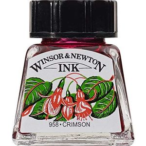 Winsor & Newton 1005203 Drawink Ink - tekeninkt voor kalligrafen, illustratoren, grafici, kunstenaars - waterbestendige kleuren, uitstekende transparantie - 14ml Fles, Crimson