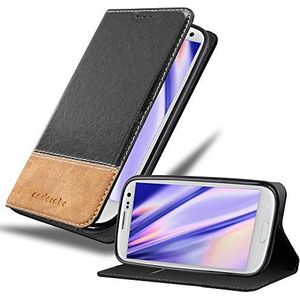 Cadorabo Hoes compatibel met Samsung Galaxy S3 / S3 NEO in ZWART BRUIN - Beschermend etui met magnetische sluiting, standfunctie en kaartvakje