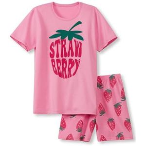 CALIDA Kids Strawberry pyjama kort Begonia roze, 1 stuk, maat 140, Begonia Pink, 140 cm