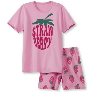 CALIDA Kids Strawberry pyjama kort Begonia roze, 1 stuk, maat 140, Begonia Pink, 140 cm